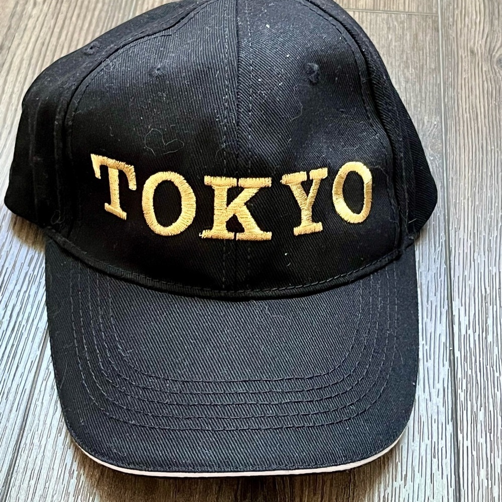 Black Cap with Gold 'TOKYO' Embroidery - Picture 9 of 9